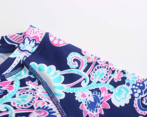 Image of Girls Rash Guard Long Sleeve One Piece Swimsuits Stripes Zipper Bathing Suits UPF 50+ /Sun Protection