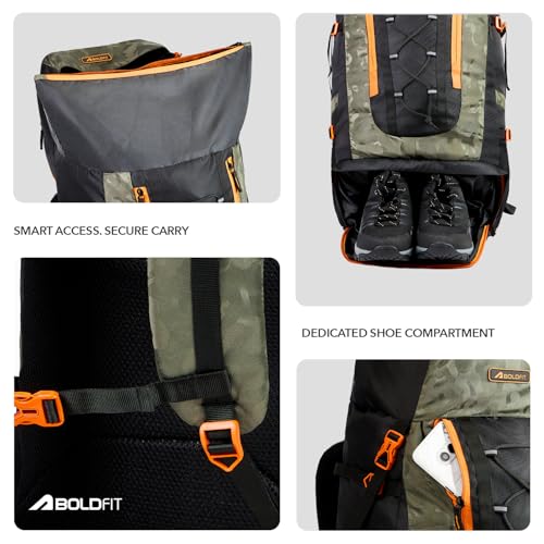 Image of Boldfit Rucksack Bags for Men & Women Trekking Bag Camping Travel Backpack for Men for All Luggage Pack Trekking Bag for Hiking, Travel Backpack