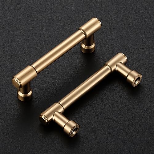 Image of Ravinte 20 Pack 3 Inch Hole Center Solid Kitchen Cabinet Handles Champagne Bronze Dresser Pulls Cabinet Drawer Pulls for Kitchen Cupboard Hardware