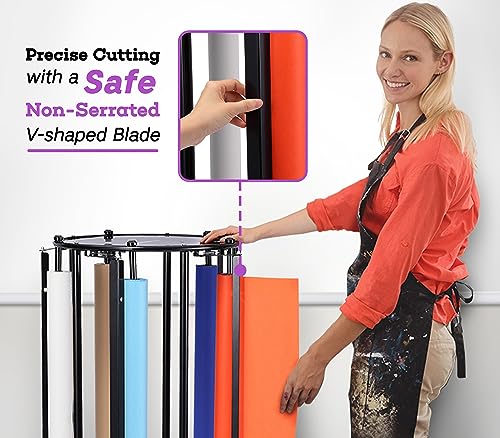 Adir Paper Roll Holder - Butcher & Kraft Large Paper Roll Dispenser Stand And Cutter For Up To 36 Inch Wide Rolls - Sturdy & Easy To Use In Classroom, Arts & Crafts Activity(Paper Rolls Not Included)