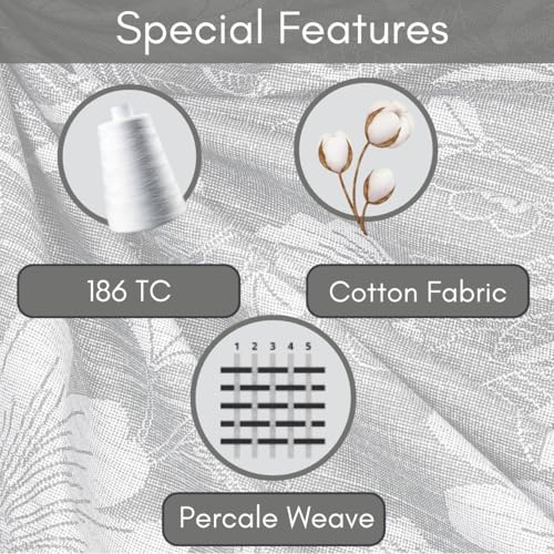 Image of Mafatlal 186 Tc Corsica Cotton Bedsheet King Size | 274 X 274 Cm | Modern Kidakka Virippu for Summer Nights | Pure Cotton Bedding for Comfortable Sleep | Profile Grey