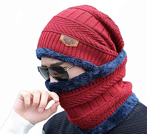 brats n beauty Red Color Ultra Soft Unisex Woolen Beanie Cap + Neck Scarf Set for Men I Women I Girl I Boy - Warm, Snow Proof - 20 Degree Temperature-picture-19