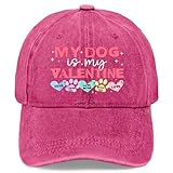 Paw Print Heart Pattern Valentines Day Cute Dog Puppy Love Hats for Men Fashion Pomegranate Red