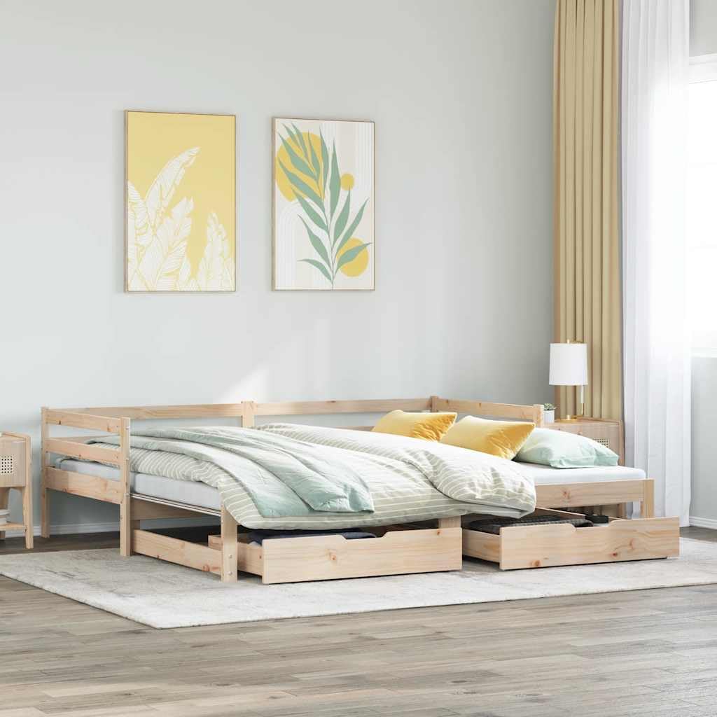vidaXL Sofa rozsuwana z szufladami, bez materaca, 90x190 cm