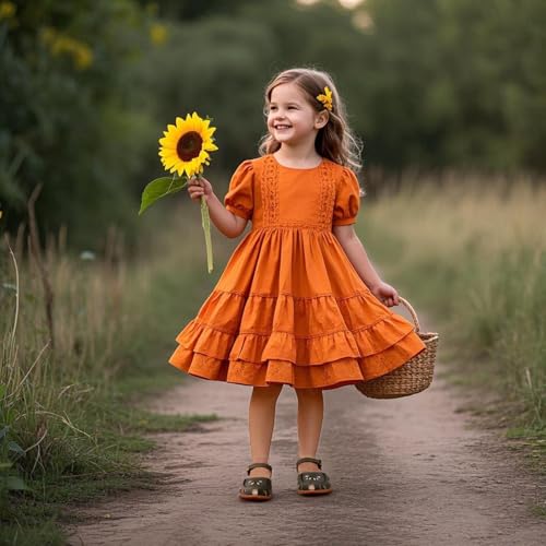 Image of THEE BRON Toddler Girls Closed-Toe Sandals Sweet Retro Cutout Summer Dress Shoes