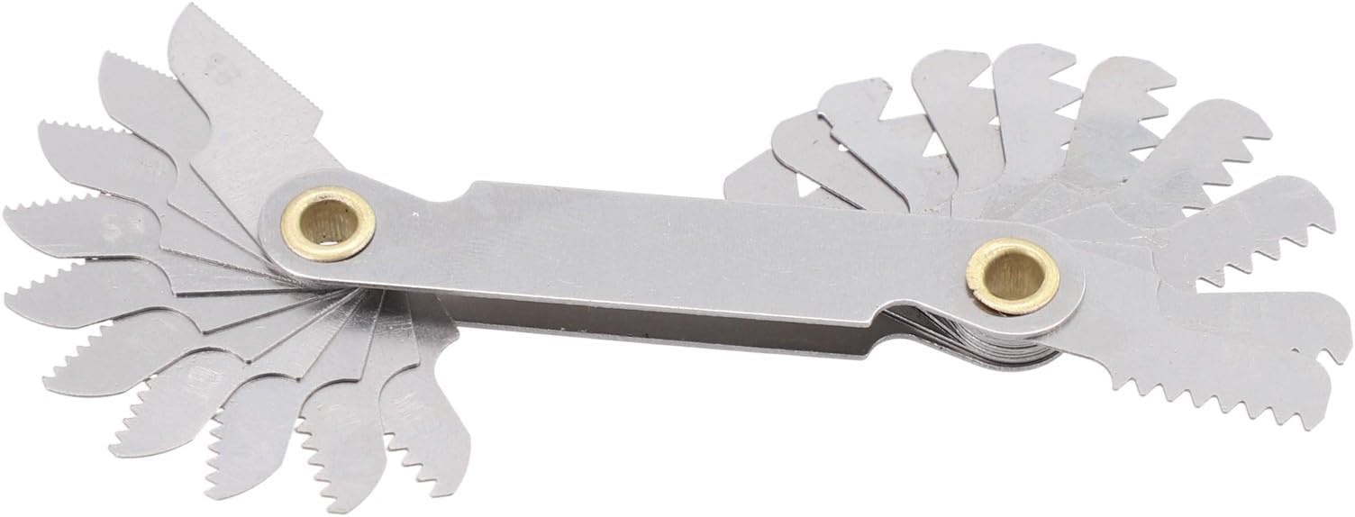 Thread Pitch Cutting Gauge Tool Set, 55° and 60° Metric & Inch Screw Thread Measuring Gauge, Steel Construction with Rotary Adjustment