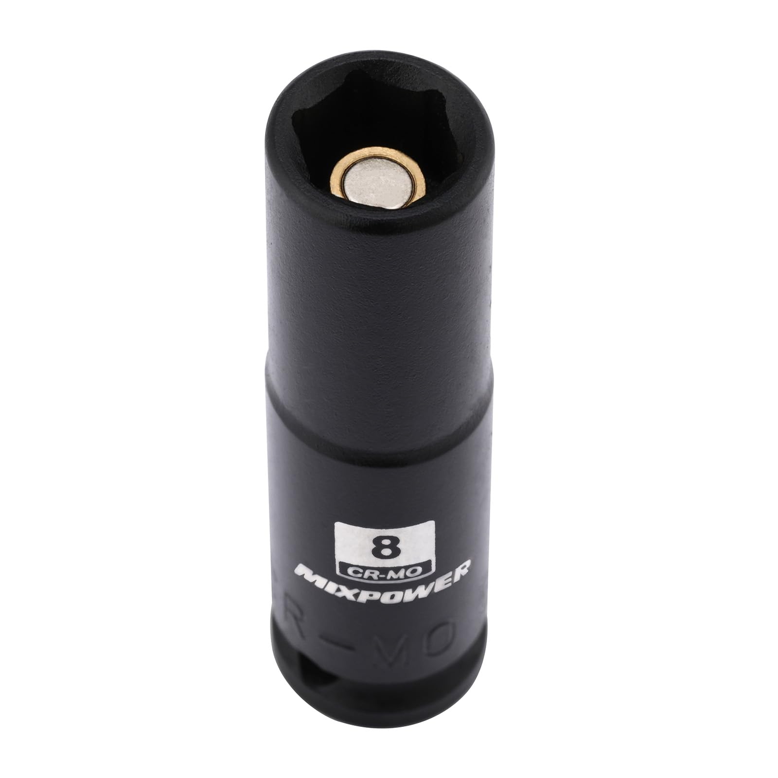 MIXPOWER 1/4" Drive Deep Magnetic Impact Socket, 6-Point, 8mm, Metric, CR-MO — image 1