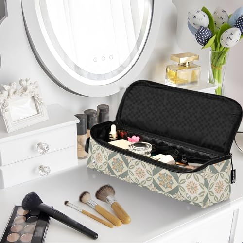 Bolsa de viaje para herramientas de cabello con tapete resistente al calor extraíble, organizador de gran capacidad para planchas, rizadores, secadores y accesorios de viaje floral retro miniatura 7