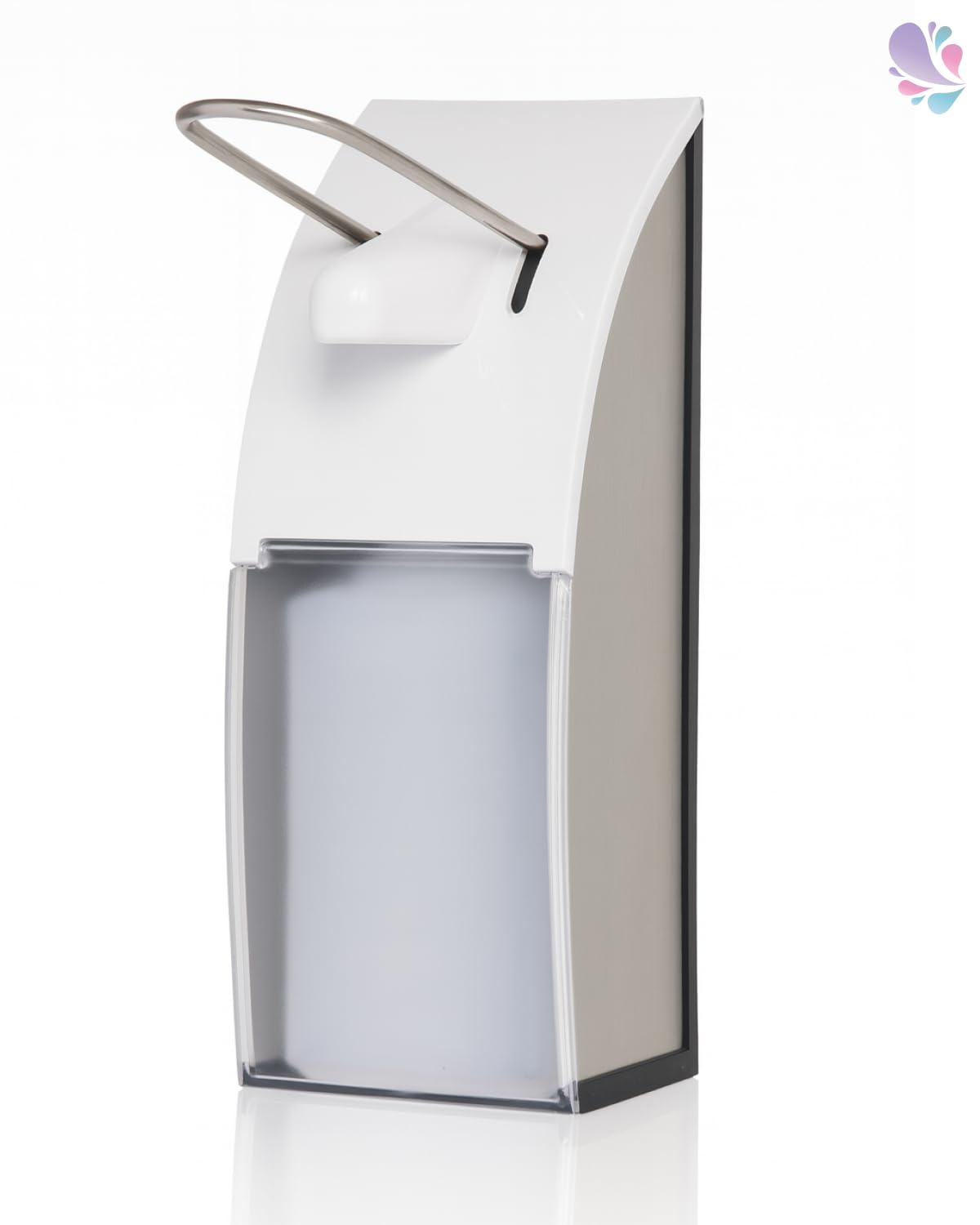 Dosatore dispenser, Distributore leva a braccio, Euro di dispenser, in acciaio inox spazzolato, Fix, 500 ML, Klein bianco-trasparente
