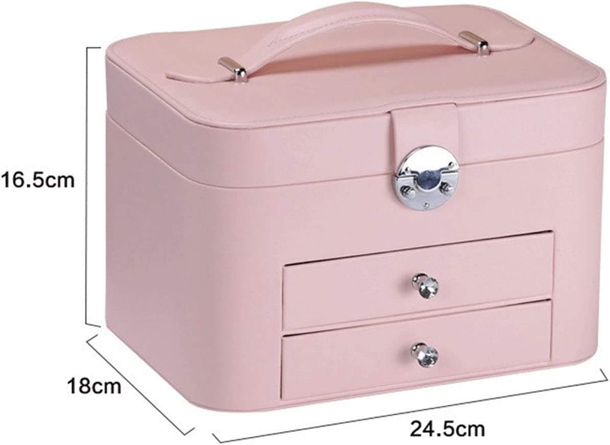 Caja De Joyería Joyero De Doble Capa con Cerradura Y Cajón De Espejo, Organizador De Joyas De Viaje con Cerradura, Caja De Almacenamiento De Joyería para Mujer Organizador De Joyas(White)