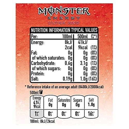 Image of Monster Energy Ultra Red Zero Calorie Energy Drink Pet Bottle, 500 ml