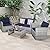 KROFEM 4 Pieces Patio Conversation Set, Outside Rattan Sectional Sofa, Cushioned Furniture Set, Wicker Sofa Ideal for Garden, Porch, Backyard, Grey Color Rattan and Blue Cushion