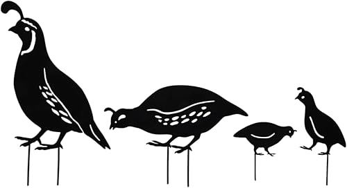 Estacas de metal decorativas de codorniz para jardín, silueta de codorniz negra, estatuas de jardín para patio, césped, patio, decoración de jardín,