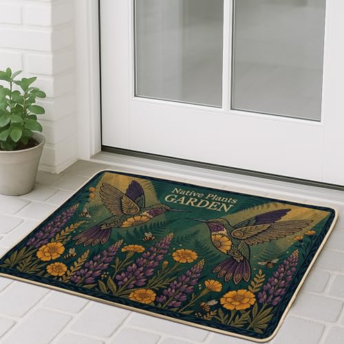 Paillasson colibri fleurs abeilles intérieur extérieur tapis porche lavable - 4