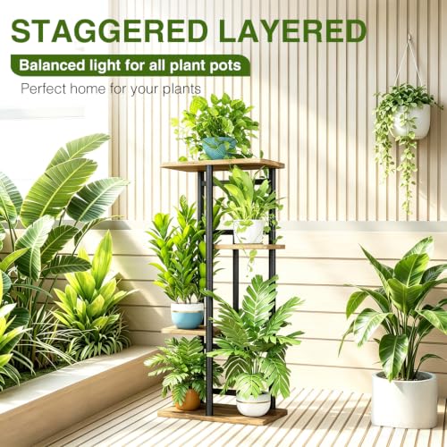 Image of LINZINAR Plant Stand Indoor 4 Tier Metal Corner Tall Flower Shelf