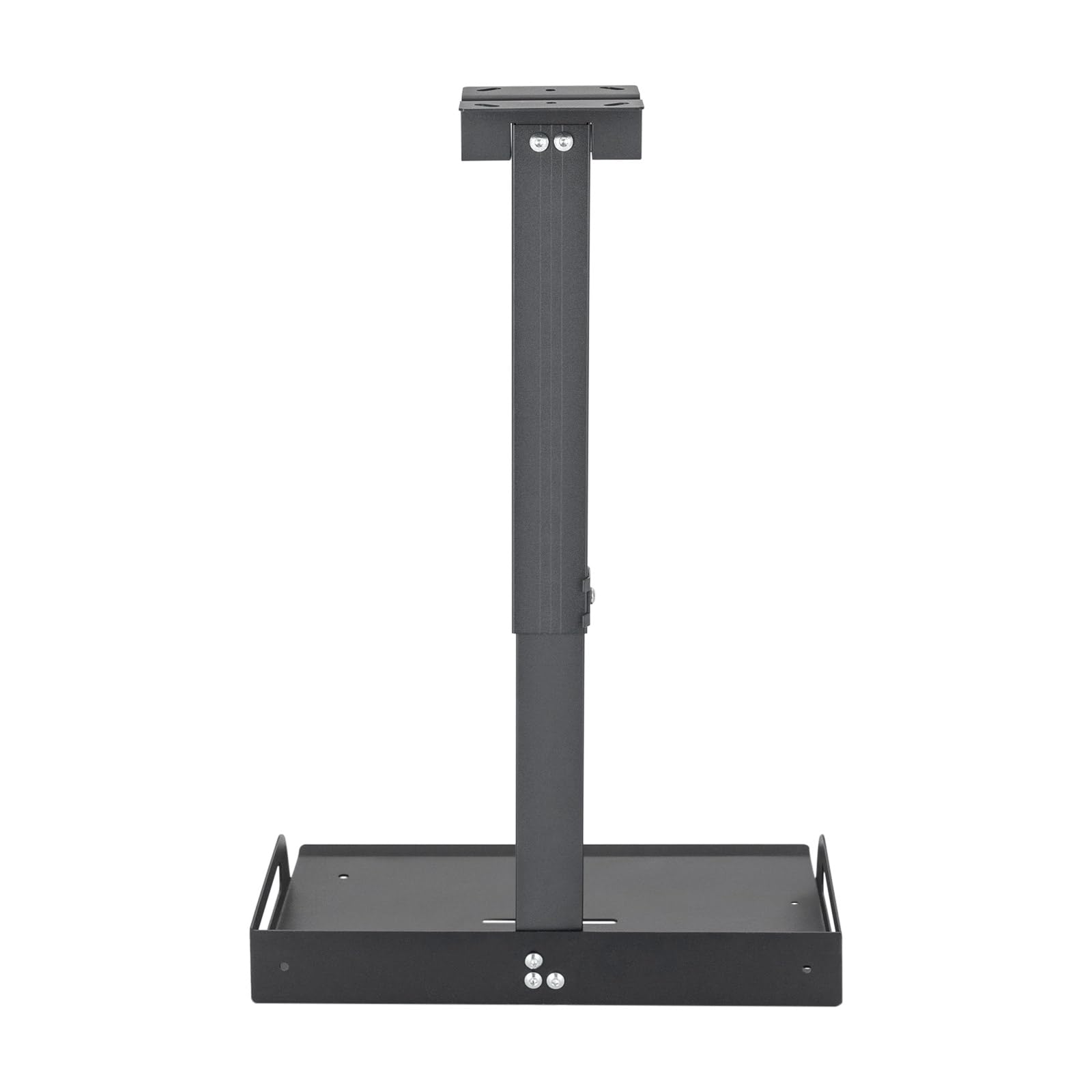 Supporto universale per proiettore da soffitto, altezza regolabile 34 – 56 cm, con guardrail – fino a 14 kg, dimensioni vassoio 35 × 22 cm, per proiettori, router (nero)