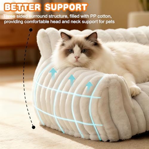 CAIEJSAEN Katzenbett Flauschig, Hundekorb Waschbar, Hundesofa Kleines Katzenkorb für Hunde und Katzen, Hundebett Weiß, 60x45x20cm