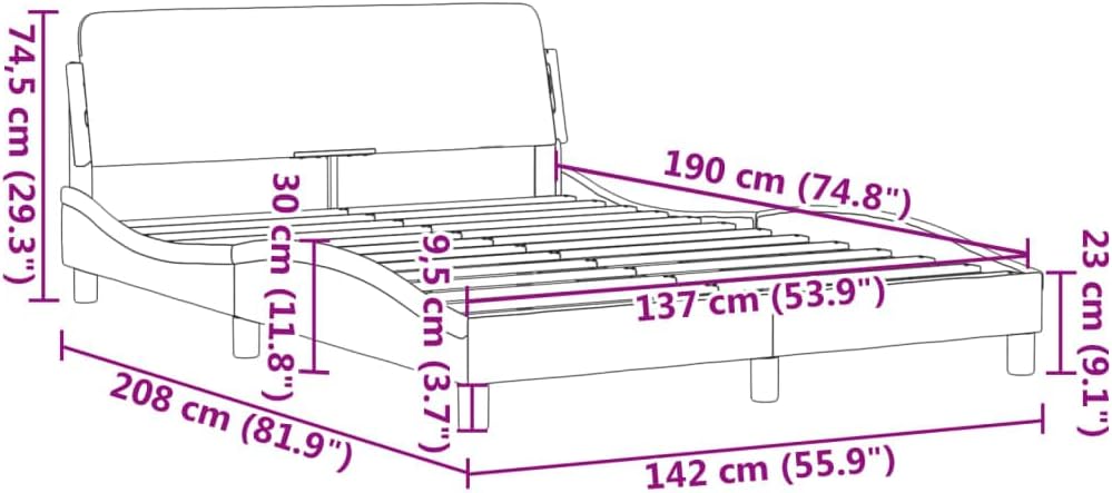 Double Bed Frame with Black Faux Leather Upholstery and Solid Pine Wood, Sturdy Platform Foundation with Slatted Mattress Support, Easy Assembly, Modern Minimalist Bedroom Furniture