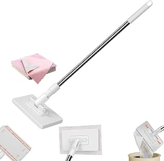 Fregona Antipolvo Desechable,Einweg-Staubmopp Mit 5 Wiederverwendbaren TüChern,Nass- Und Trockenmopp,Mit Druck-Klemm-System,Automatisches Klemmtuch,Wiederverwendbar,39 Zoll Langer