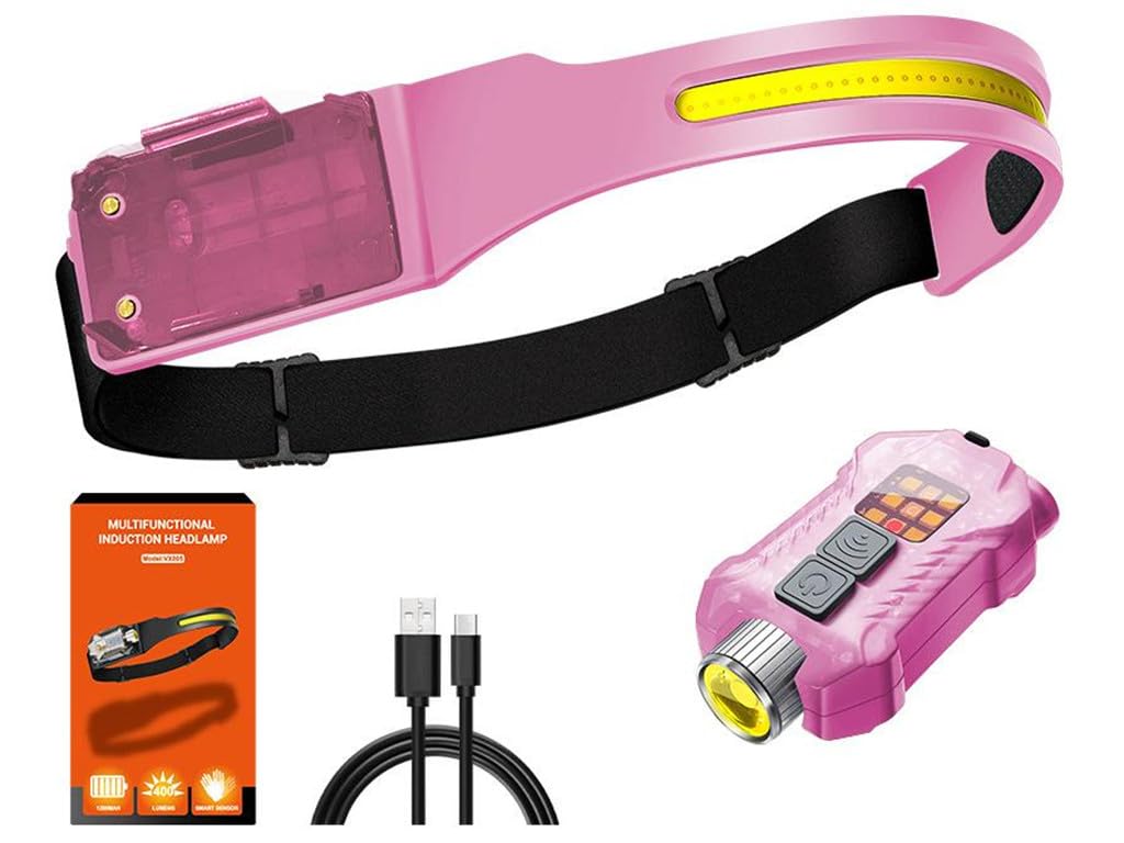 Headlamp 3 Packs,230° Wide Beam Super Bright Head Lights,Detachable Mini flashligh,Type-C USB Charging,9 Light Modes,Lightweight for Rock Climbing,