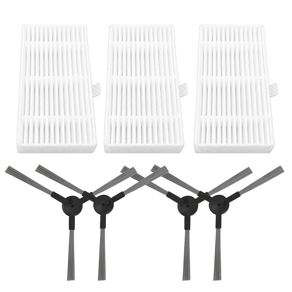 Kit de cepillo lateral y filtro para robot aspirador Cecotec Conga 999 X-Treme, piezas de repuesto con 4 cepillos y filtros