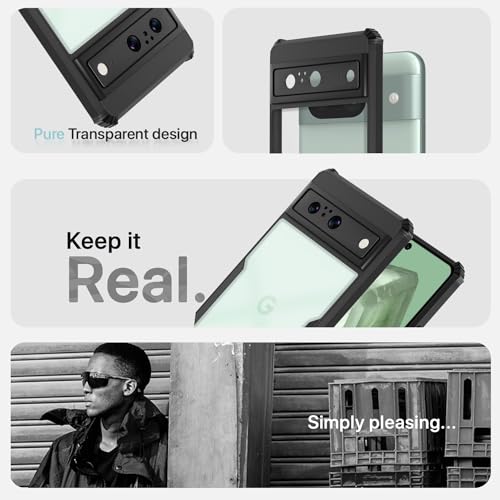Image of Pikkme Google Pixel 8 Back Cover | Crystal Clear Transparent Back | Ultra Hyrbid | Full Camera Protection | Raised Edge | Bumper Back Case (Black)