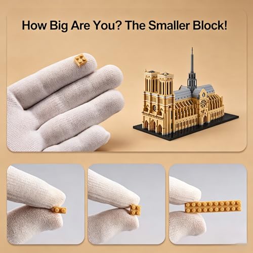 Image of Big Notre Dame Cathedral Micro Blocks Set for Adults, 7380 Pcs Large Paris Church City Architecture Building Block Sets, French Iconic Castle Gift for Teen 14+ Home Office Decor