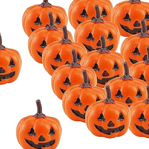 Lindagary 16pcs Simulation Pumpkins Lifelike Foam Pumpkin Fake Pumpkins Ornament Harvest Pumpkins Realistic Pumpkins for Halloween Fall Thanksgiving Decoration