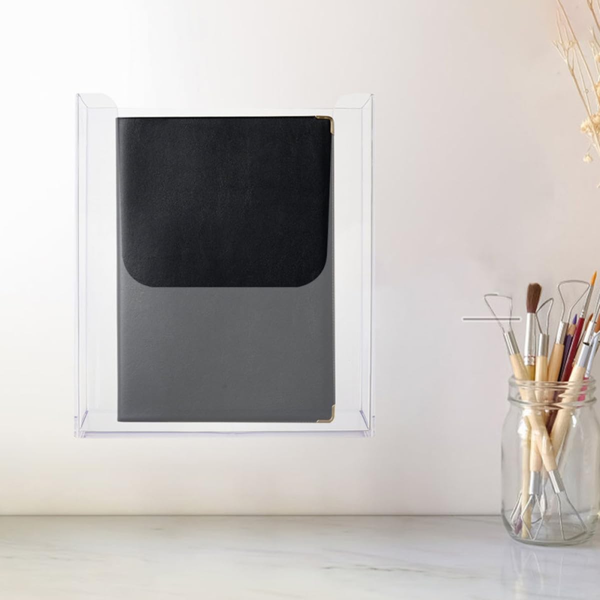 Yardwe 2 Stück Wandhalterung für Zeitschriften aus Acryl mit Stabilem Sockel Flexibler Positionierung und Einfachem Zugriff für Büro und Dokumentenorganisation