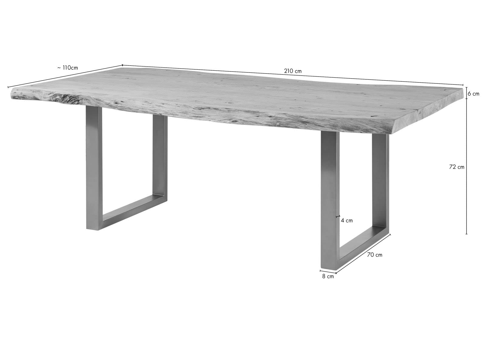 MASSIVMOEBEL24.DE Table à Manger Acacia Beige laqué Freeform #129