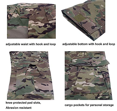 LANBAOSI Airsoft Tarnanzug Herren Paintball Combat Shirt Taktische Hose Langärmlige mit 1/4 Reißverschluss Militär Anzug Outdoor Camouflage Jagdbekleidung BDU