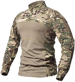 ReFire Gear Men Tactical Combat Airsoft Shirt Military Camouflage T Shirt Lightweight Elastic