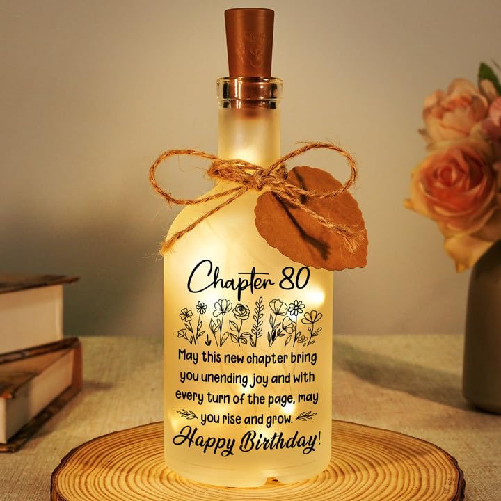 Sayregifty 80th Birthday Gifts for Women Men, Gifts for 80 Year Old Woman - LED Bottle Night Light, 80th Birthday Gift for Mum Dad Grandma Grandad Nanny Wife Husband Best Friend Her Him — image 1