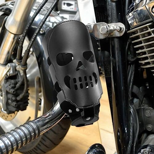 Portavasos de motocicleta universal con diseño de calavera en cuero PU miniatura 1