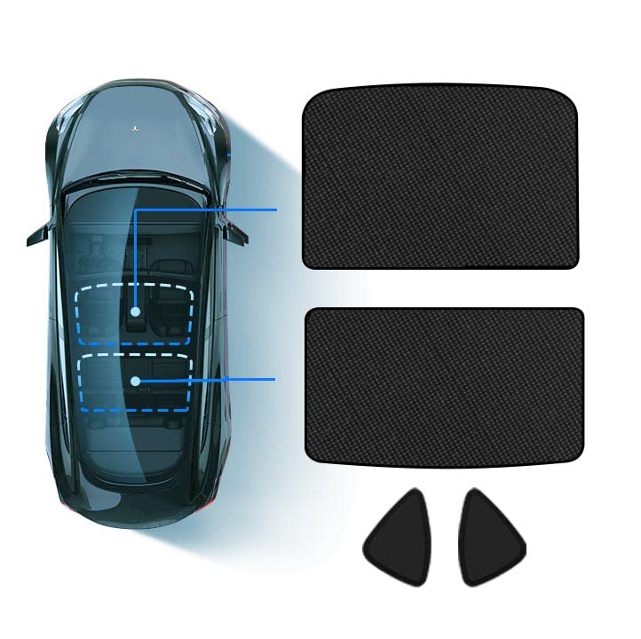 2023 Tesla Model 3 Sunshade Roof Ice Cloth 2 in 1 Tesla Model 3 Sunshade Skylights for Roofs Sun Shade with Uv/Heat Insulation Reflection Sun Covers for Model Y 2020-2023(2 of Set) Black