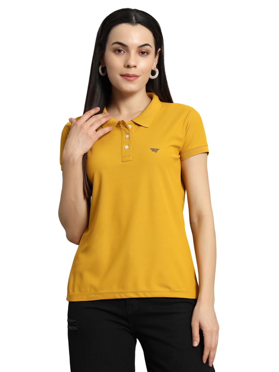 Women Solid Half Sleeves Polo Neck T-shirt-BZR2001-MUSTARD - Review, Price and Buying Guide