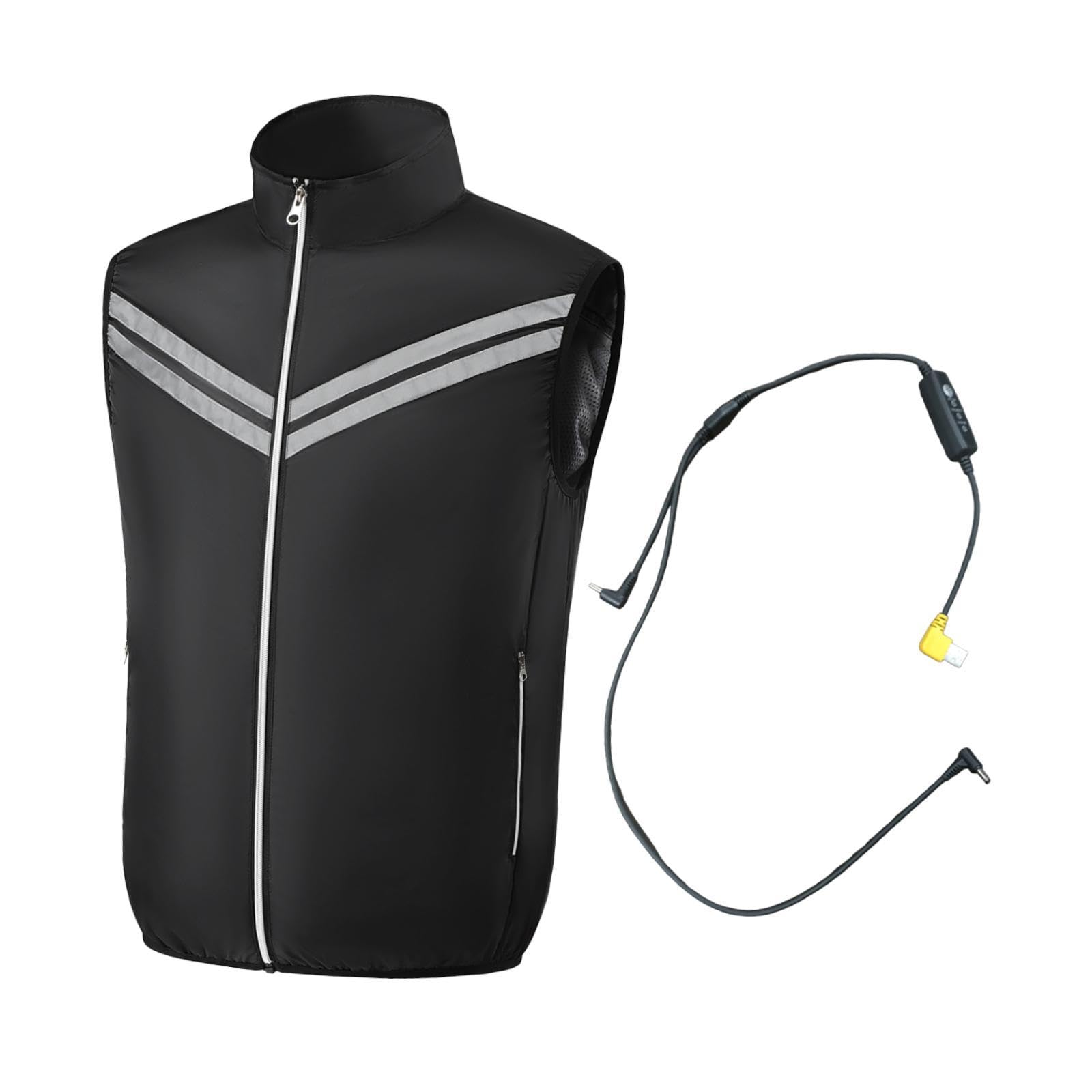 Cooling Fan Jacket 2 Fans Wearable Portable Cooler for Cycling Hiking Summer Black 2XL-image-43