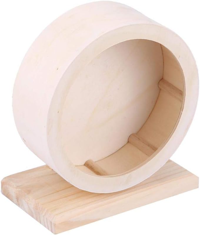 Hamster Wheel, Wooden Exercise Wheel Interactive Roller Wheel Toy for Gerbils Chinchillas Hedgehogs Mice Other Small Animals(S)