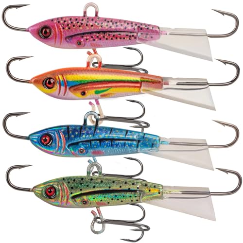 THKFISH Señuelos de pesca en hielo, equipo de pesca en hielo, equipo de pesca en hielo para Crappie, Panfish, Walleye, Bluegill Vertical Jigs Kit de aparejos de pesca en hielo, 4 unidades, 18 g