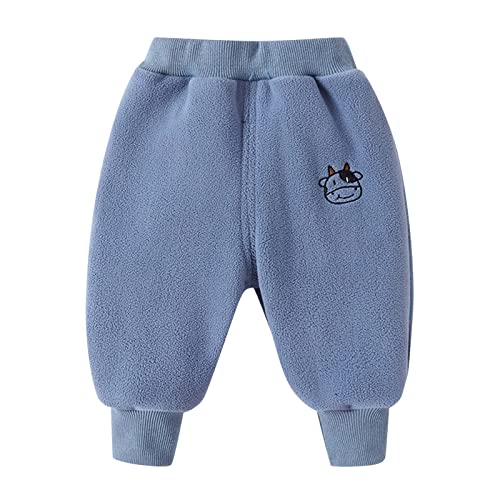 Toddler Boys Girls Fleece Sweatpants Solid Elastic Waist Cute Print Joggers Babys Fall Winter Warm Sweat Clothes