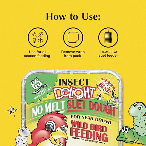 Image of C&S Insect Delight No Melt Suet Dough, Suet Cakes for Wild Birds Including Robins, Blue Jays, Woodpeckers, Wrens, Bluebirds and More, 11.75 Ounces, Pack of 8