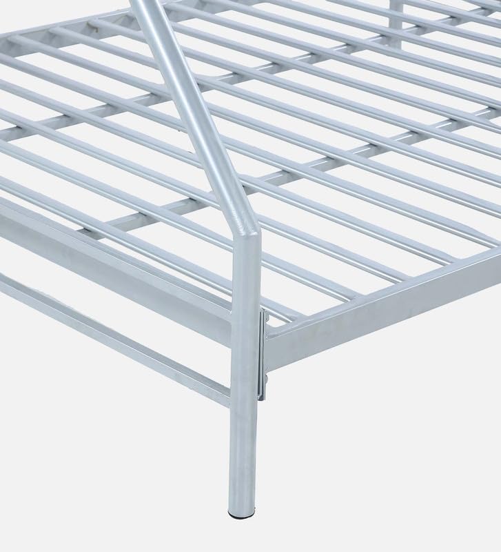 Image of Twin Over Twin Metal Bunk Bed | Bunk Bed Without Storage for Kids & Adult | Double Decker Cot for Kids Room | Space-Saving | Metal Bunker Cot (Mattress Not Included) (Silver Grey M)