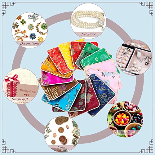 Leifide 30 Pcs Jewelry Silk Purse Pouch Chinese Silk Brocade Coin Purse Zipper Jewelry Bag Gift Pouch With Tassel Small Chinese Embroidered Organizers Pocket For Women Girls Necklace Earring Bracelet #TOP6