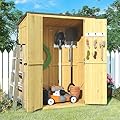IWDOO Outdoor Storage Shed, 4.6x2.2 FT Wood Shed Garden Outdoor Storage Cabinet Waterproof, Storage Sheds Outdoor with Floor, Solid Wood Tool Shed for Poolside, Patio, Backyard, Lawn, Yellow