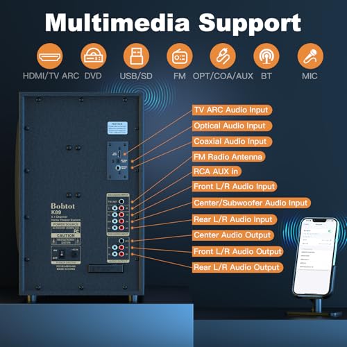 image for Bobtot Home Theater Sound System 5.1 Surround Sound Systems - 1400 Wat