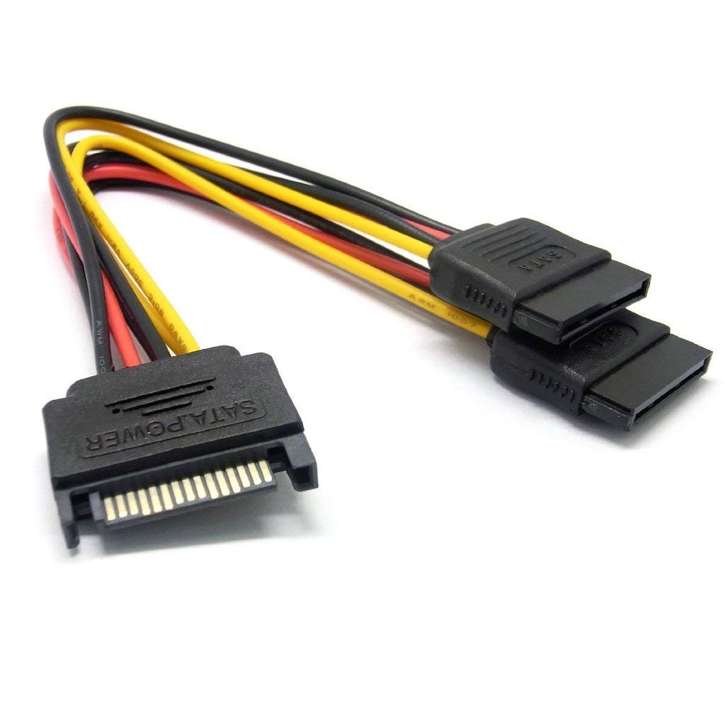 Ultima Cords & Cables SATA 15 Pin Male to 2 x 15 Pin Female Power Extension Y Splitter Cable Adapter