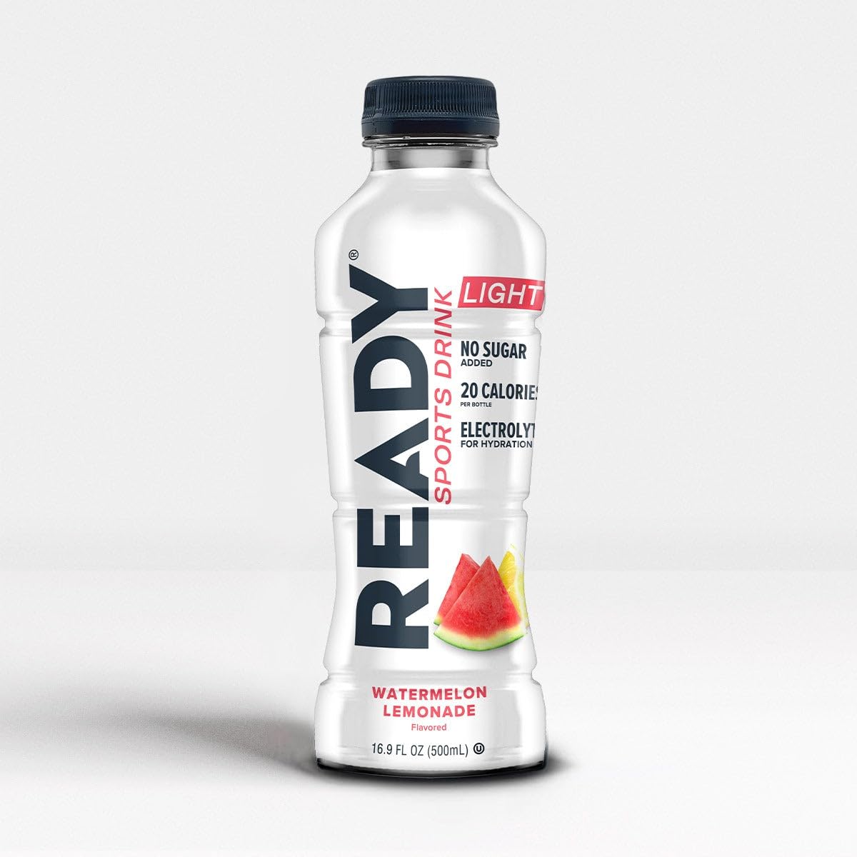 Ready® Sports Drink Light, Low Calories, No Added Sugars, Real Food Carb Source for Energy, Four Electrolytes for Hydration, Super Fruits, B Vitamins, 16.9 Fluid Ounces, 12 Pack (16.9 oz, Watermelon Lemonade)