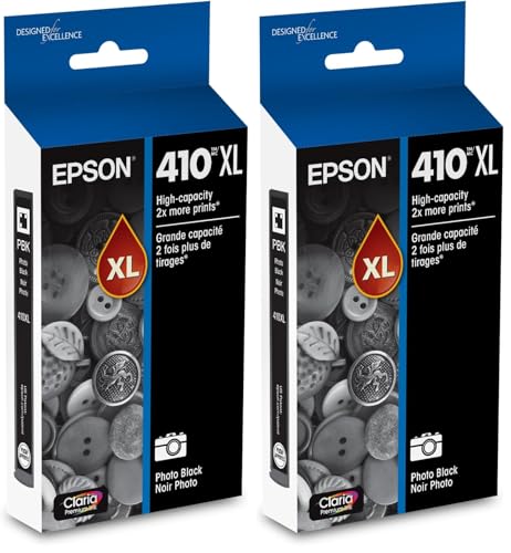 Image of Epson 410 Claria Premium Ink High Capacity Photo Black Cartridge (T410XL120) Works with Expression Premium XP-530, XP-630, XP-640, XP-7100, XP-830 (Pack of 2)