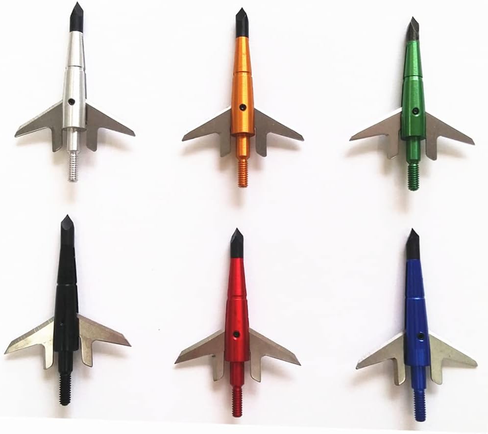 Expandable Hunting Broadheads 100 Grain, Archery Screw-in Arrowheads with Two Blades One Pointed Accurate for Compound Recurve Bow Arrows and Crossbow Bolts