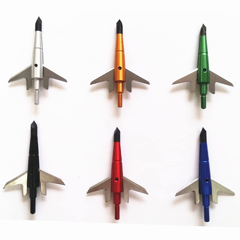 Fay Outdoor Sport Expandable Hunting Broadheads 100 Grain, Archery Screw-in Arrowheads with Two Blades One Pointed Accurate for Compound Recurve Bow Arrows and Crossbow Bolts (12PK)